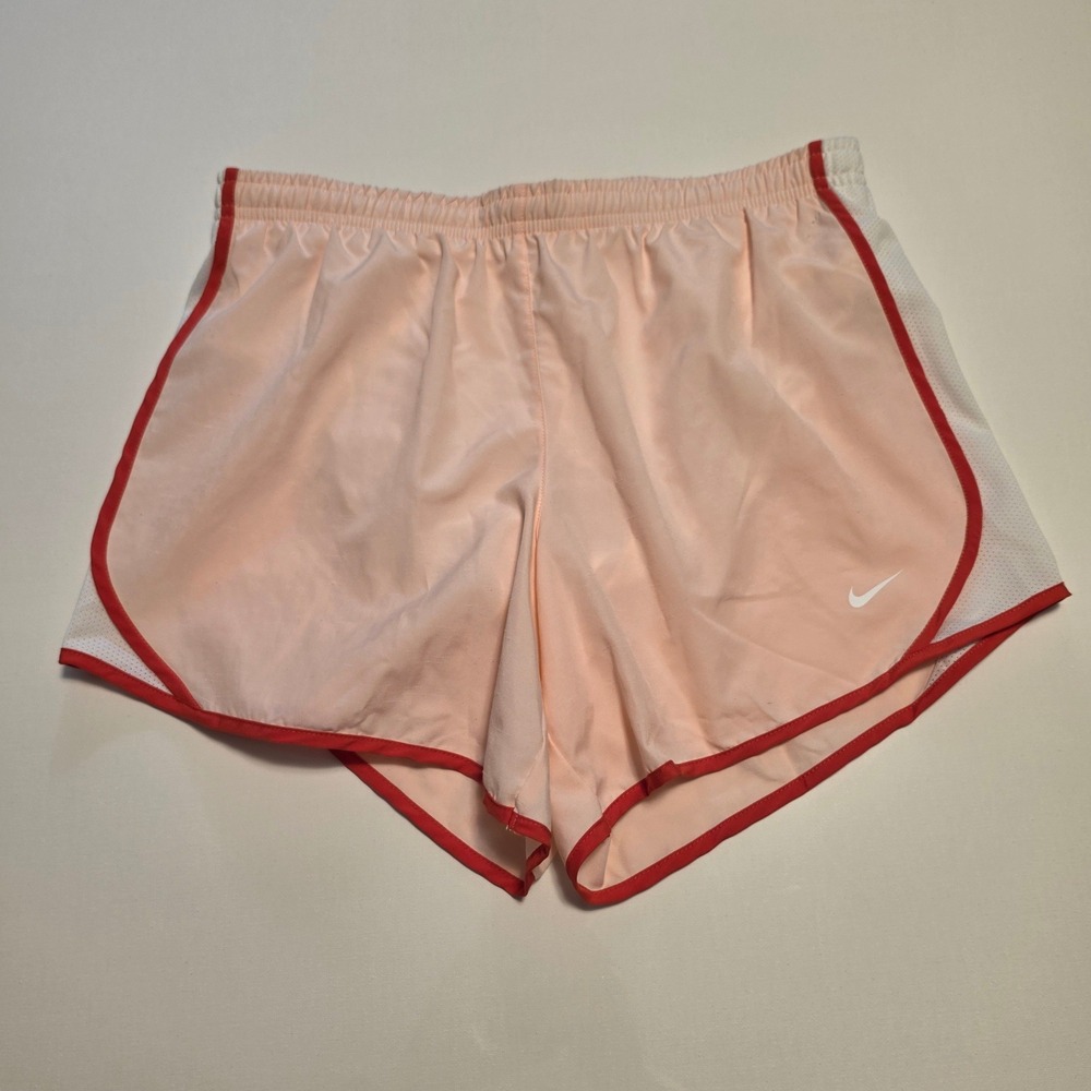 Nike Dri-FIT Running Shorts Peach Red Trim Mesh Panels Women's Size XL